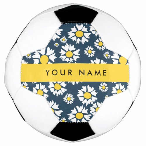 Daisy Pattern White Daisies Your Name Soccer Ball