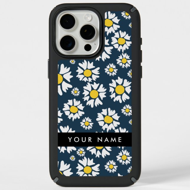 Daisy Pattern, White Daisies, Your Name Speck iPhone Case (Front)