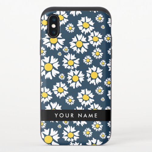 Daisy Pattern White Daisies Your Name iPhone XS Slider Case