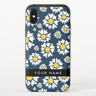 Daisy Pattern, White Daisies, Your Name iPhone XS Slider Case