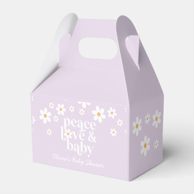 Daisy Peace Love Baby Retro Baby Shower Favor Box (Front Side)