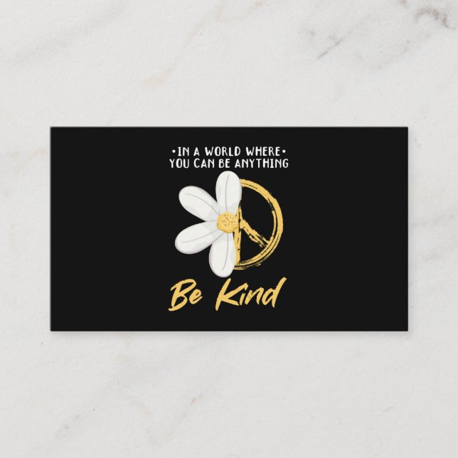 Daisy Peace Sign Flower Gardening Hippie Business Card (Front)