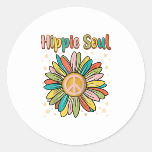 Daisy Peace Sign Hippie Soul  Cute Daisy Classic Round Sticker