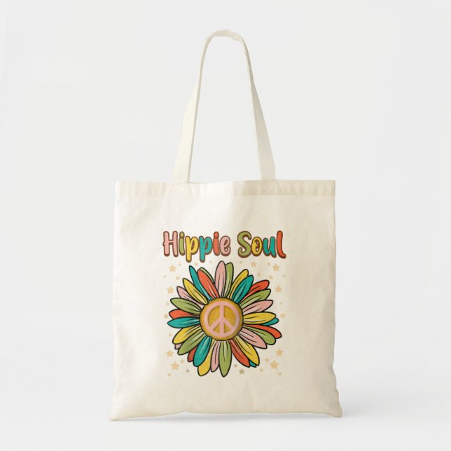 Daisy Peace Sign Hippie Soul Cute Daisy Tote Bag (Front)