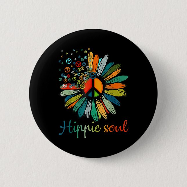 Daisy Peace Sign Hippie Soul Flower Lovers Gifts  Button (Front)