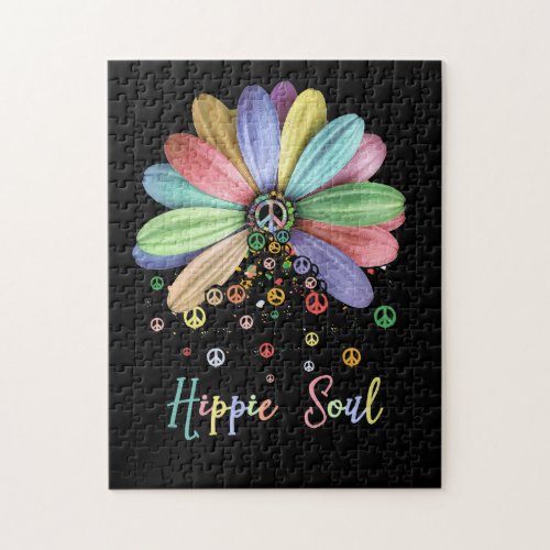 Daisy Peace Sign Hippie Soul Flower Lovers Jigsaw Puzzle