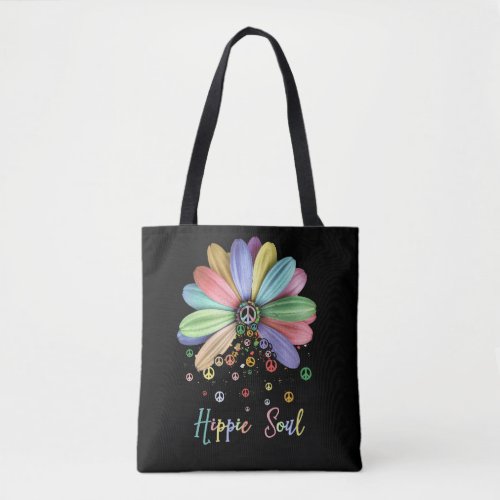 Daisy Peace Sign Hippie Soul Flower Lovers Tote Bag