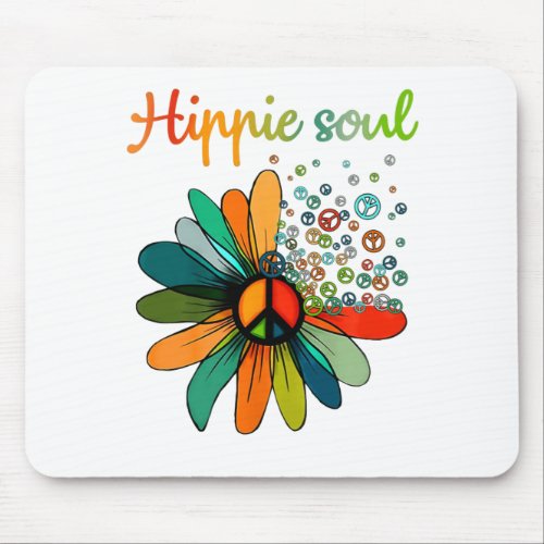 Daisy Peace Sign Hippie Soul Tshirt Flower Lovers  Mouse Pad