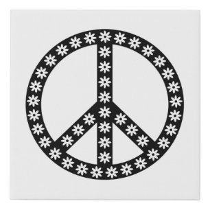 Daisy Peace Symbol Faux Canvas Print