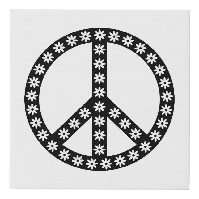 Daisy Peace Symbol Faux Canvas Print (Front)