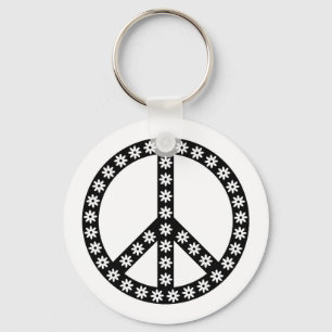 Daisy Peace Symbol Keychain