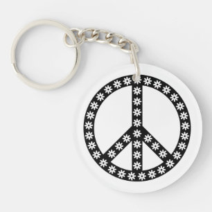Daisy Peace Symbol Keychain