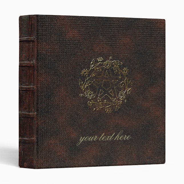 Daisy Pentacle Burlap Print Pagan Binder (Front/Spine)