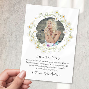 Daisy Photo Bereavement Sympathy Funeral Memorial Thank You Card