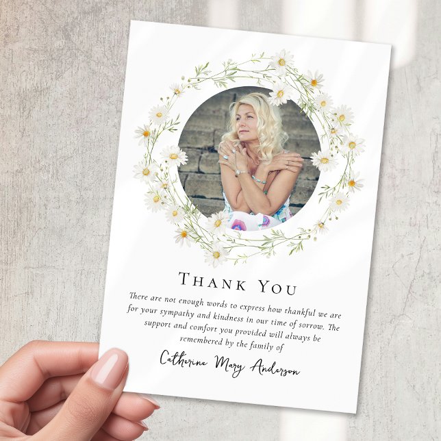 Daisy Photo Bereavement Sympathy Funeral Memorial Thank You Card (Creator Uploaded)
