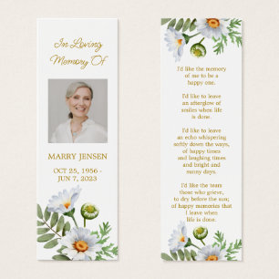 Daisy Photo Funeral Memorial Bookmark