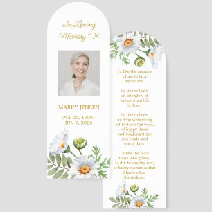 Daisy Photo Funeral Memorial Bookmark