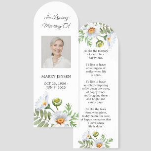 Daisy Photo Funeral Memorial Bookmark