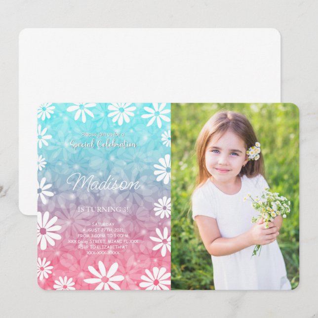 Daisy Photo Invitation (Front/Back)