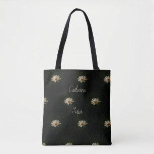 Daisy Photo Personalized Sister Black Tote Bag