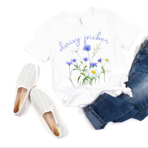 Daisy Picker Womens Wildflower Daisy Boho Floral T_Shirt