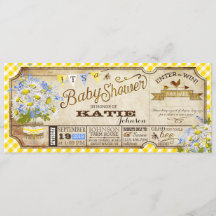 Daisy Picnic Yellow Gingham Check Baby Shower