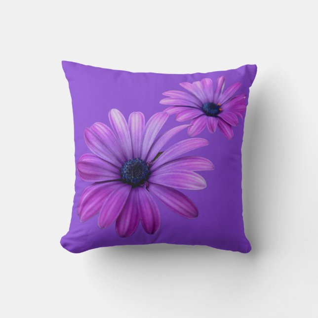 Daisy Pillows Blue Daisies Pillows Flower Decor (Front)