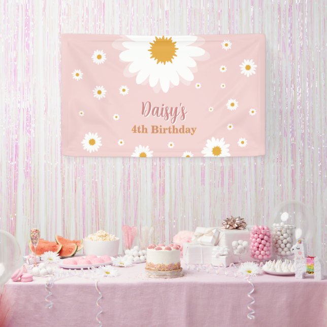 Daisy Pink Any Age Birthday  Banner (Party)