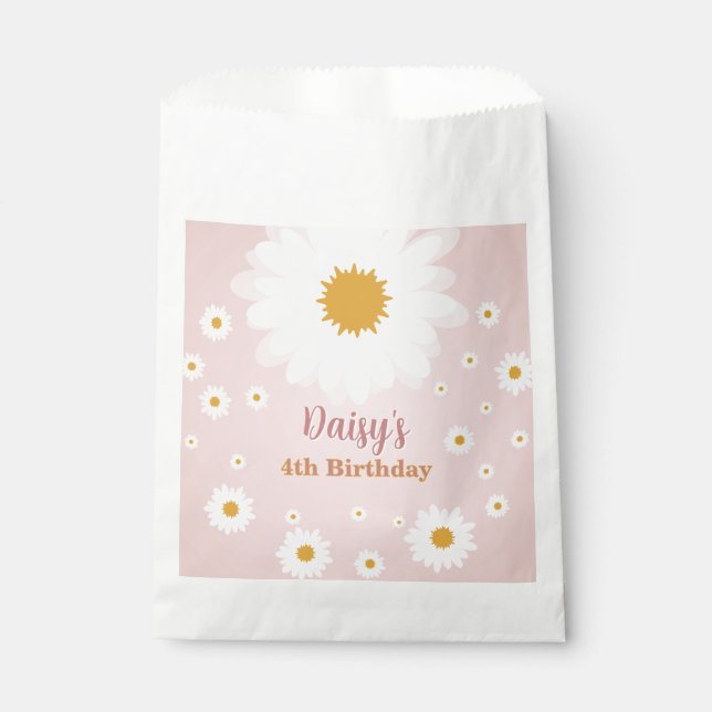 Daisy Pink Any Age Birthday  Favor Bag (Front)