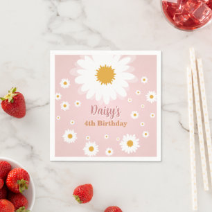 Daisy Pink Any Age Birthday Napkins