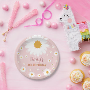 Daisy Pink Any Age Birthday Paper Plates