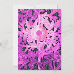 DAISY, pink black white Flowers and Leaves Announcement