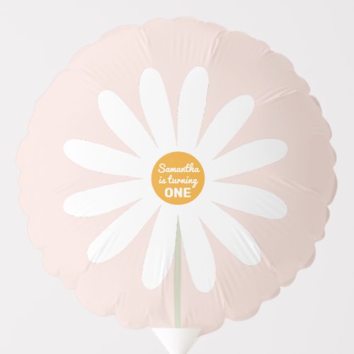 Daisy pink Boho Girl 1st birthday Balloon