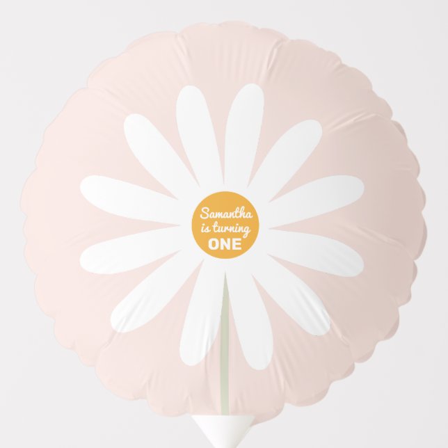Daisy pink Boho Girl 1st birthday Balloon (Front)