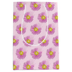 Daisy Pink Breast Cancer Survivor Ribbons  Medium Gift Bag