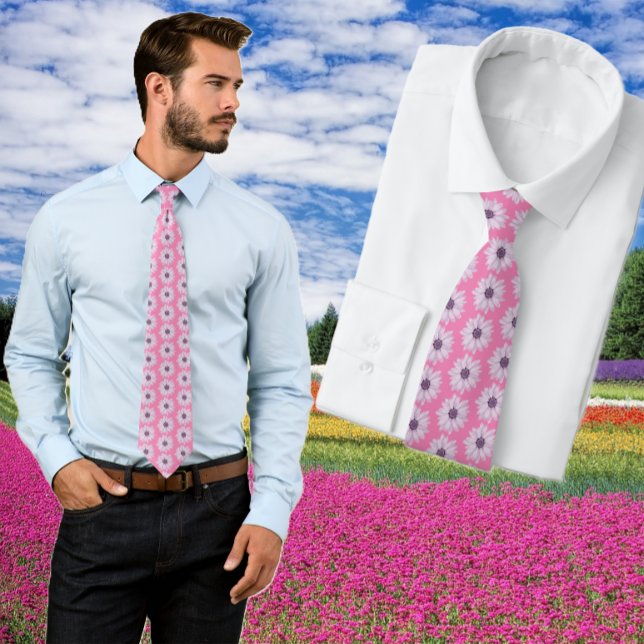 Daisy Pink Floral Tie (Creator Uploaded)