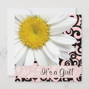 Daisy Pink Girl Baby Shower Invitation