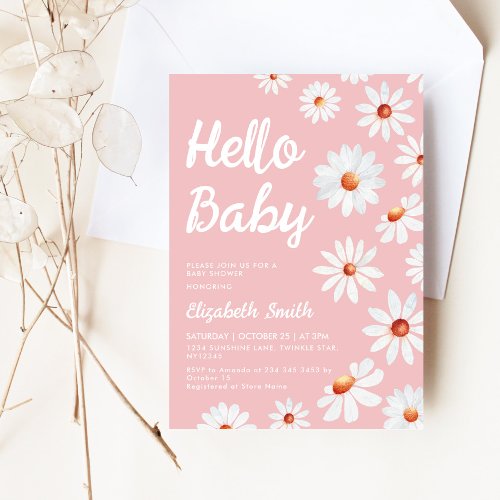 Daisy Pink Hello Baby Girl Baby Shower