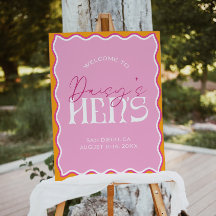 DAISY Pink Hen Party Welcome Sign, Editable Templa