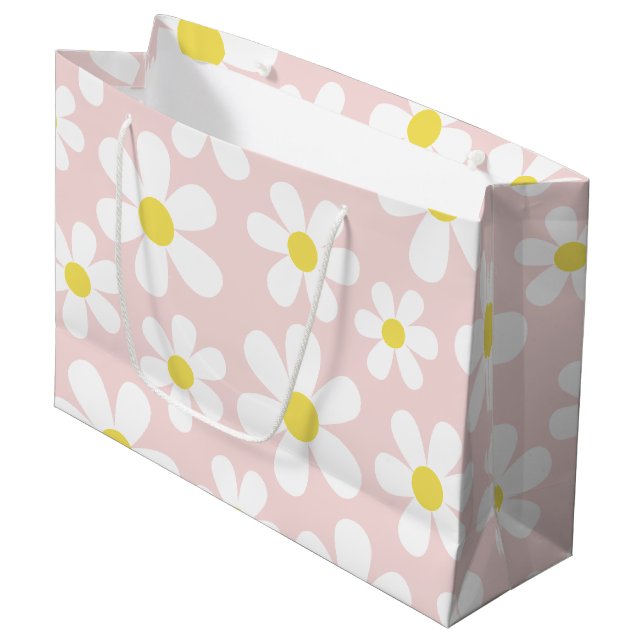 Daisy Pink Large Gift Bag (Front Angled)