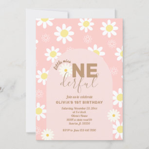 Daisy Pink Little Miss ONEderful Girl 1st Birthday Invitation
