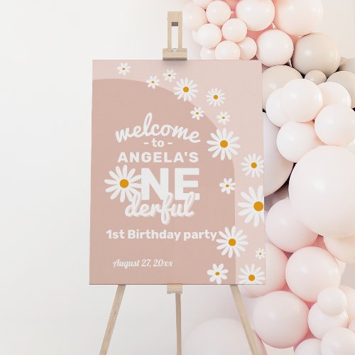 Daisy pink Miss onederful Welcome 1st Birthday Foam Board