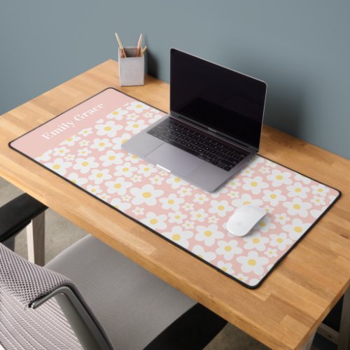 Daisy pink modern photo cute modern elegant desk mat