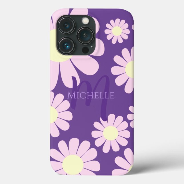 Daisy Pink Purple Monogram Case-Mate iPhone Case (Back)