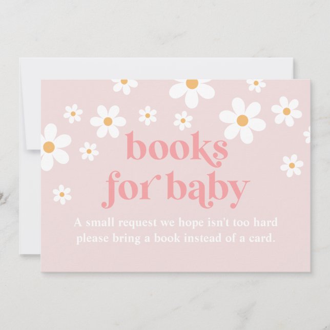 Daisy Pink Retro Baby Shower Books for Baby card (Front)