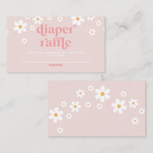 Daisy Pink Retro Baby Shower Diaper Raffle Enclosure Card