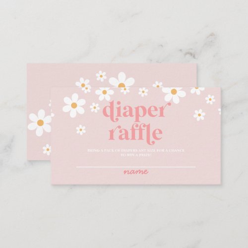 Daisy Pink Retro Baby Shower Diaper Raffle Enclosure Card