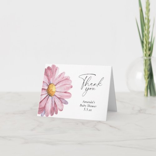 Daisy pink Wildflower elegant  Thank You Card