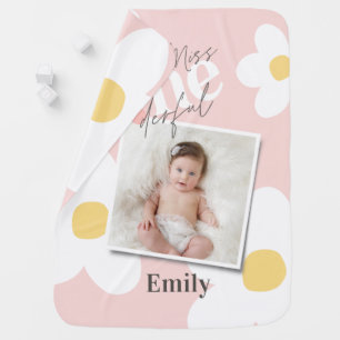 Daisy pink yellow photo baby girl wonderful baby blanket