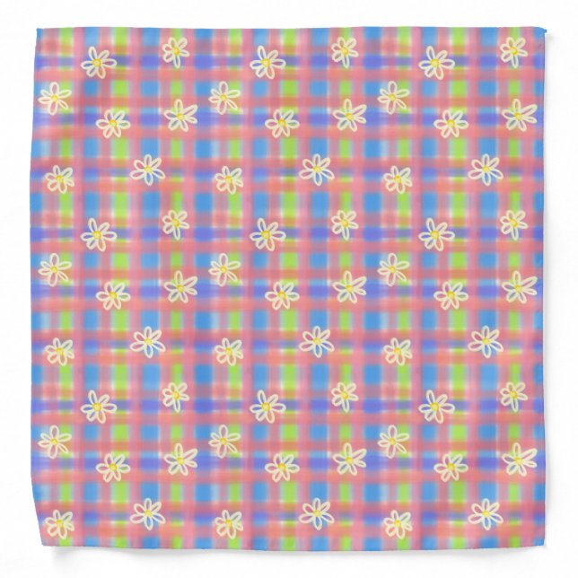 Daisy Plaid Print Bandana (Front)